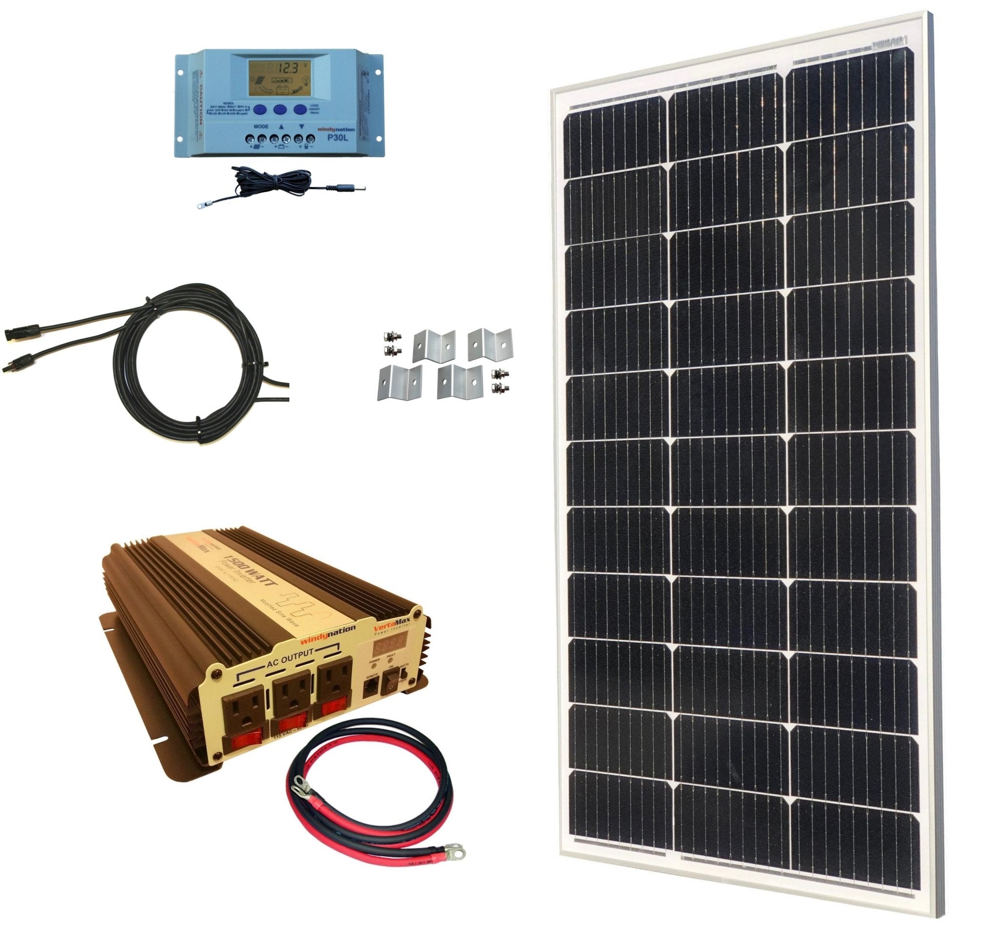 100 - Watt Monocrystalline Solar Panel Kits with P30L LCD Solar Charge Controller - THE ONLY Mars Emporium