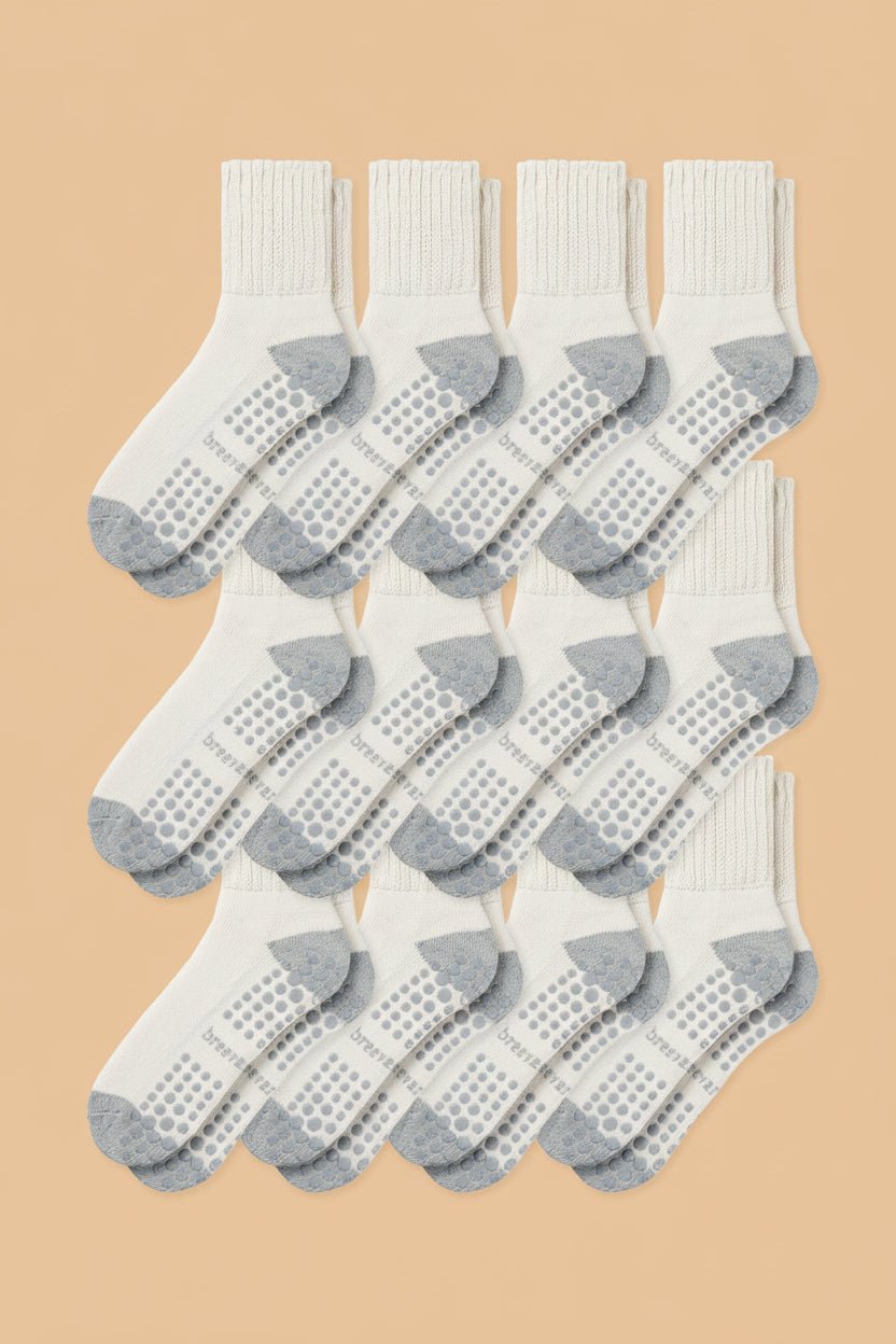12 - Pack Men's Work From Home Crew Socks with Relaxed Cuff and Non - Slip Grip - THE ONLY Mars Emporium