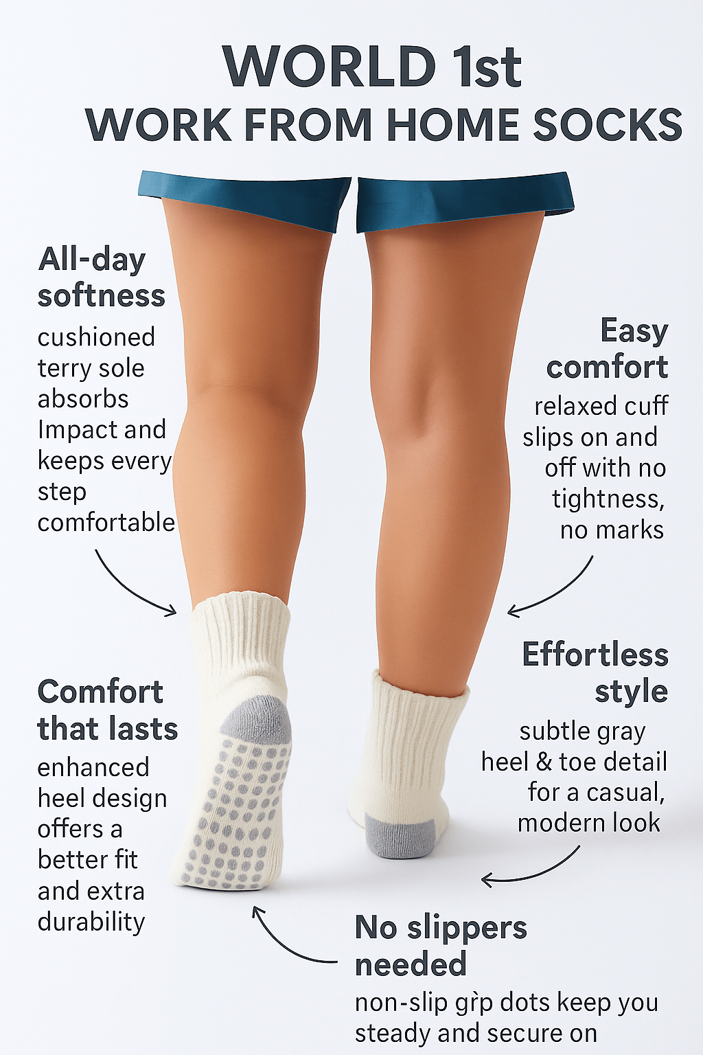 12 - Pack Men's Work From Home Crew Socks with Relaxed Cuff and Non - Slip Grip - THE ONLY Mars Emporium