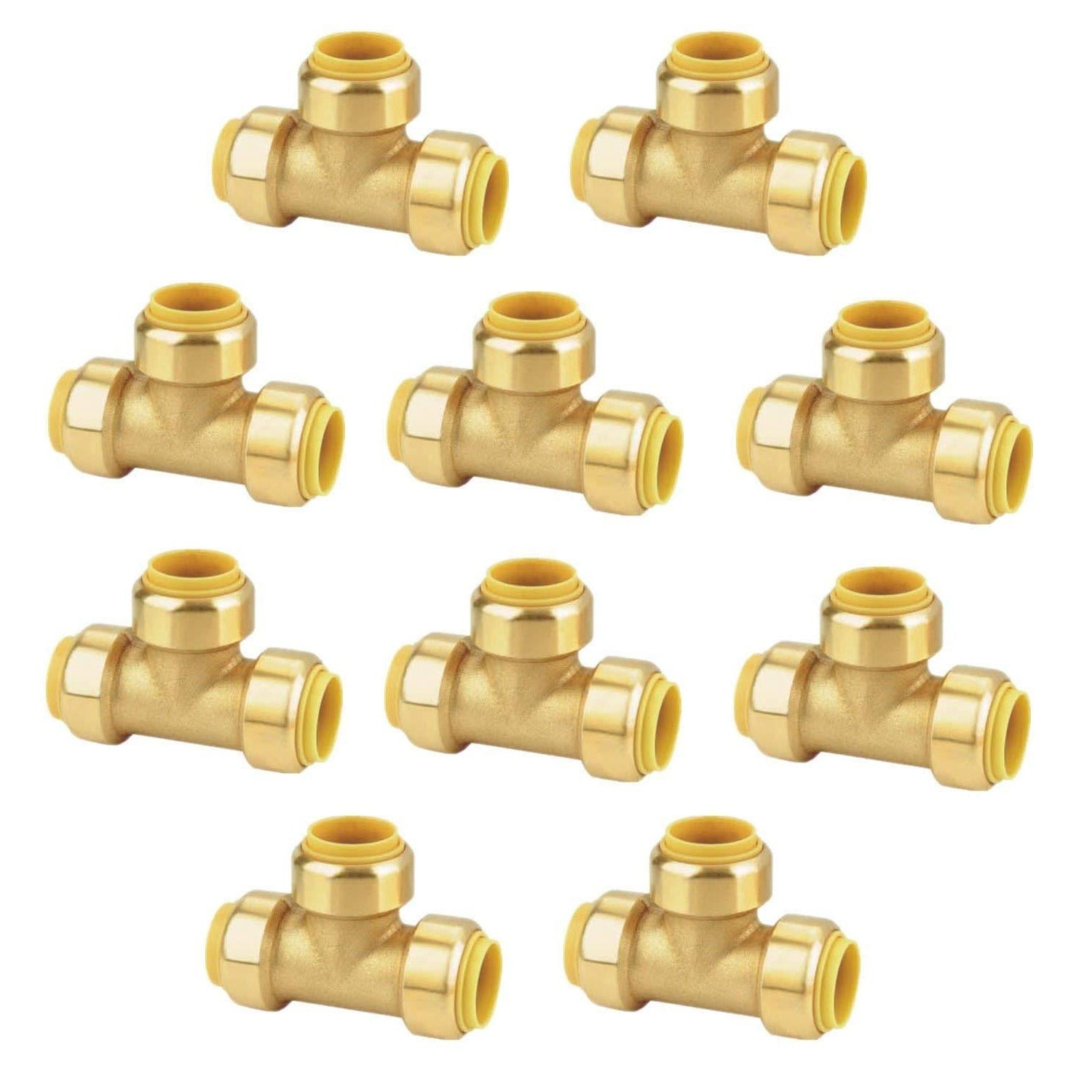 1/2 x 1/2 x 1/2 Inch (0.50x0.50x0.50) Push To Connect Fitting Tee for PEX, Copper, CPVC Pipe, Brass Plumbing Fitting with Stiffener, No Lead - THE ONLY Mars Emporium