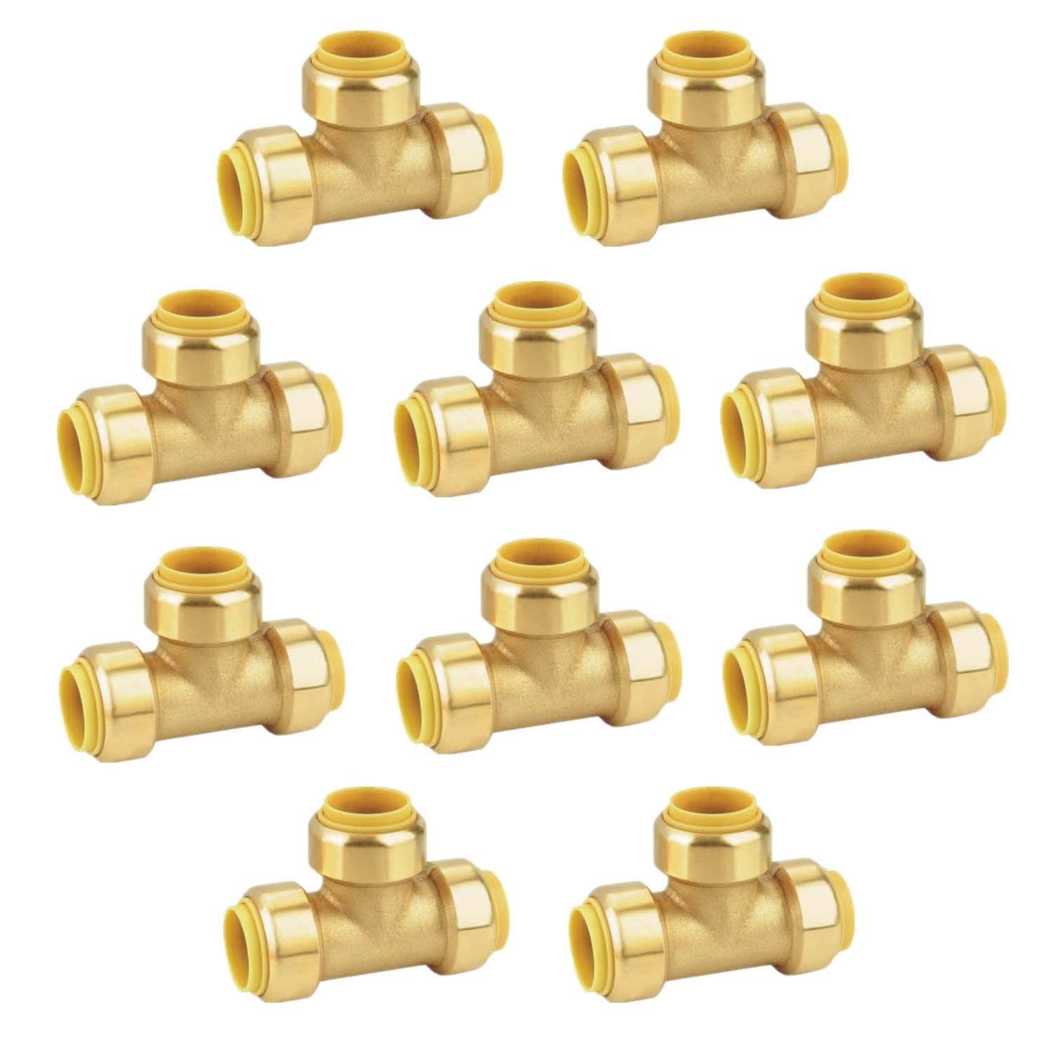 1/2 x 1/2 x 1/2 Inch (0.50x0.50x0.50) Push To Connect Fitting Tee for PEX, Copper, CPVC Pipe, Brass Plumbing Fitting with Stiffener, No Lead - THE ONLY Mars Emporium