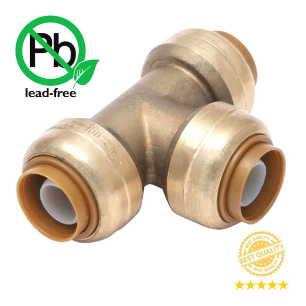 1/2 x 1/2 x 1/2 Inch (0.50x0.50x0.50) Push To Connect Fitting Tee for PEX, Copper, CPVC Pipe, Brass Plumbing Fitting with Stiffener, No Lead - THE ONLY Mars Emporium