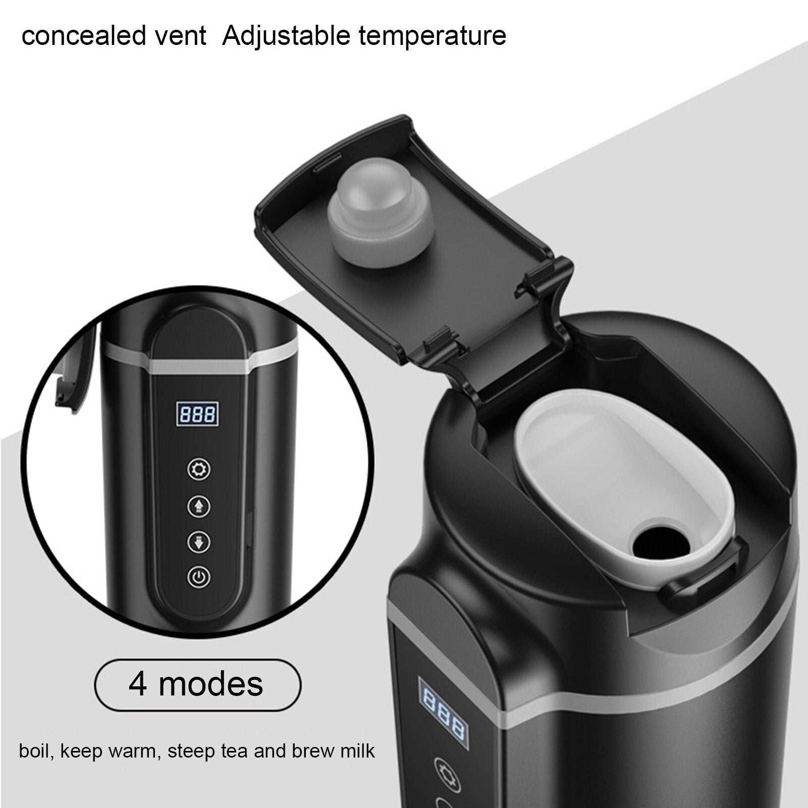12V/24V 70W - 100W Car Heating Cup 420ml Car Heated Smart Mug With Temperature Control Cigarette Lighter Car Kettle Water Heater - THE ONLY Mars Emporium