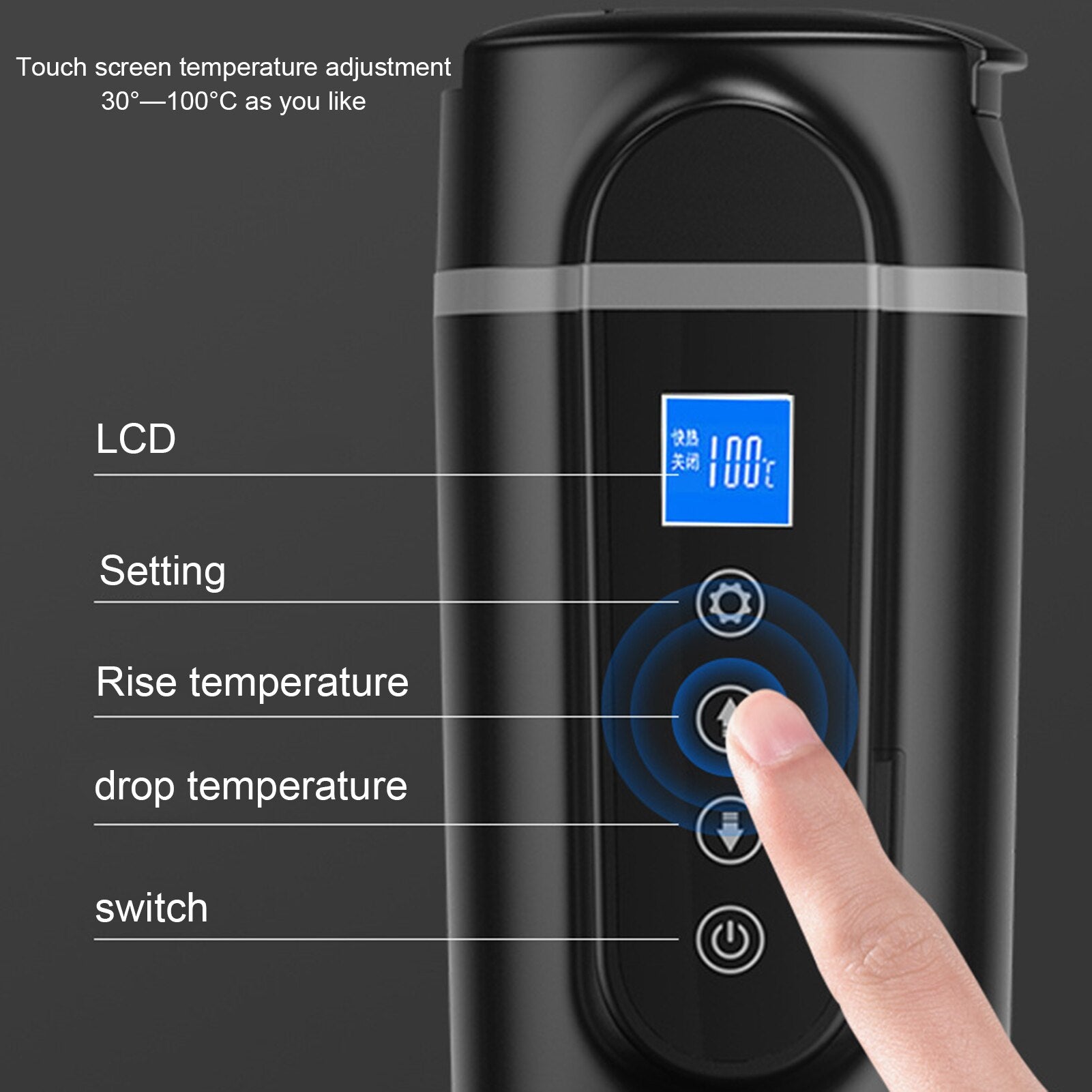 12V/24V 70W - 100W Car Heating Cup 420ml Car Heated Smart Mug With Temperature Control Cigarette Lighter Car Kettle Water Heater - THE ONLY Mars Emporium