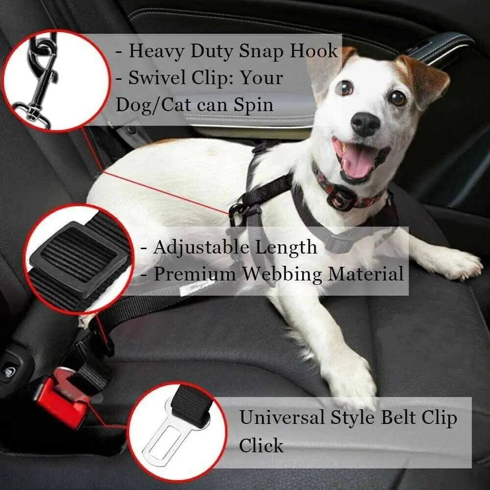 2 Pack Cat DOG PET Safety Seatbelt Car Vehicle Seat Belt Adjustable Harness Lead - THE ONLY Mars Emporium