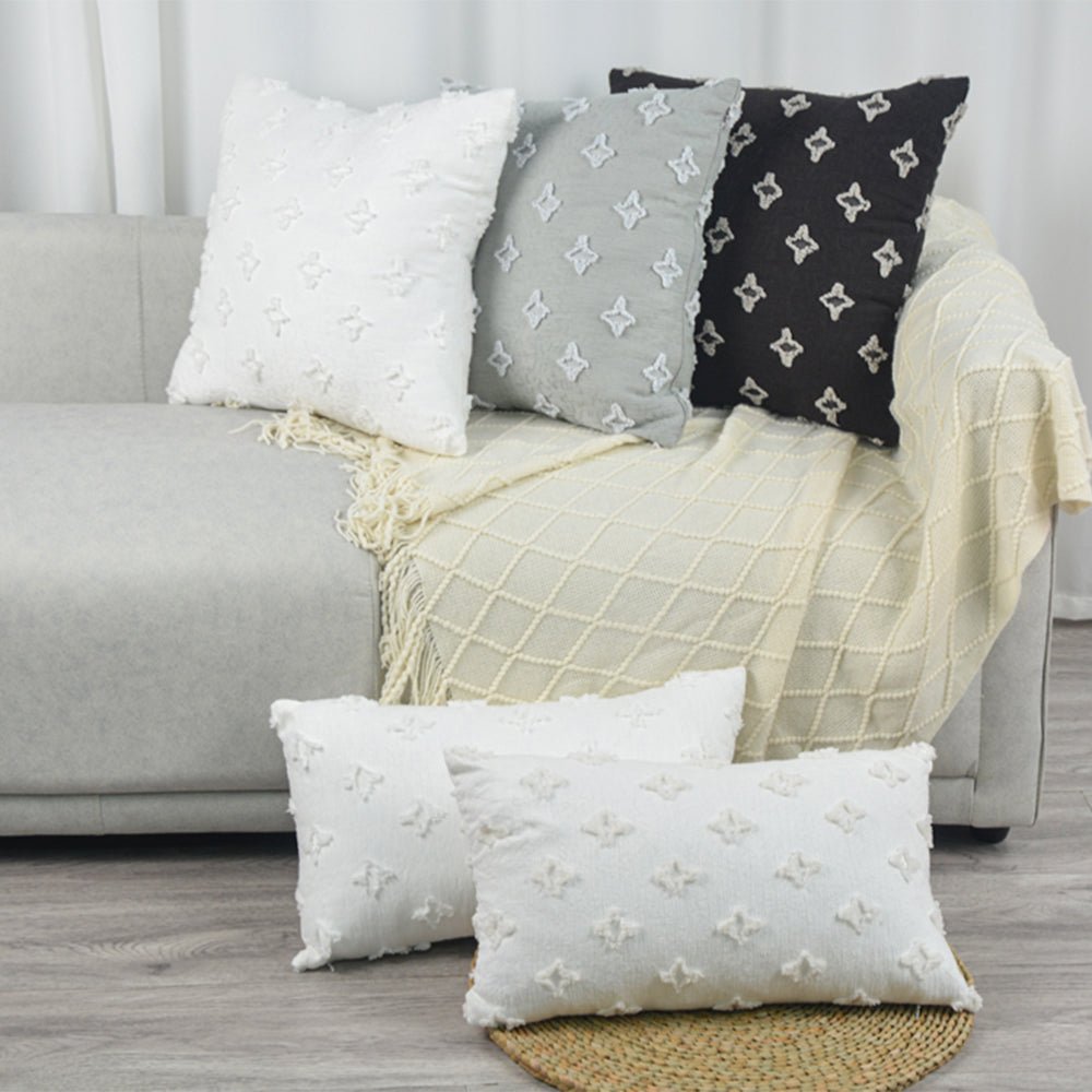 20''x20'' tufted floral 100% cotton throw pillow | 7 colors textured daisy stitch design | boho chic couch & bedroom accent | insert included - THE ONLY Mars Emporium