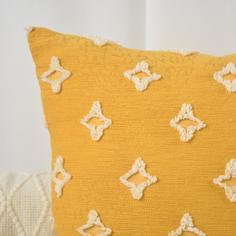 20''x20'' tufted floral 100% cotton throw pillow | 7 colors textured daisy stitch design | boho chic couch & bedroom accent | insert included - THE ONLY Mars Emporium