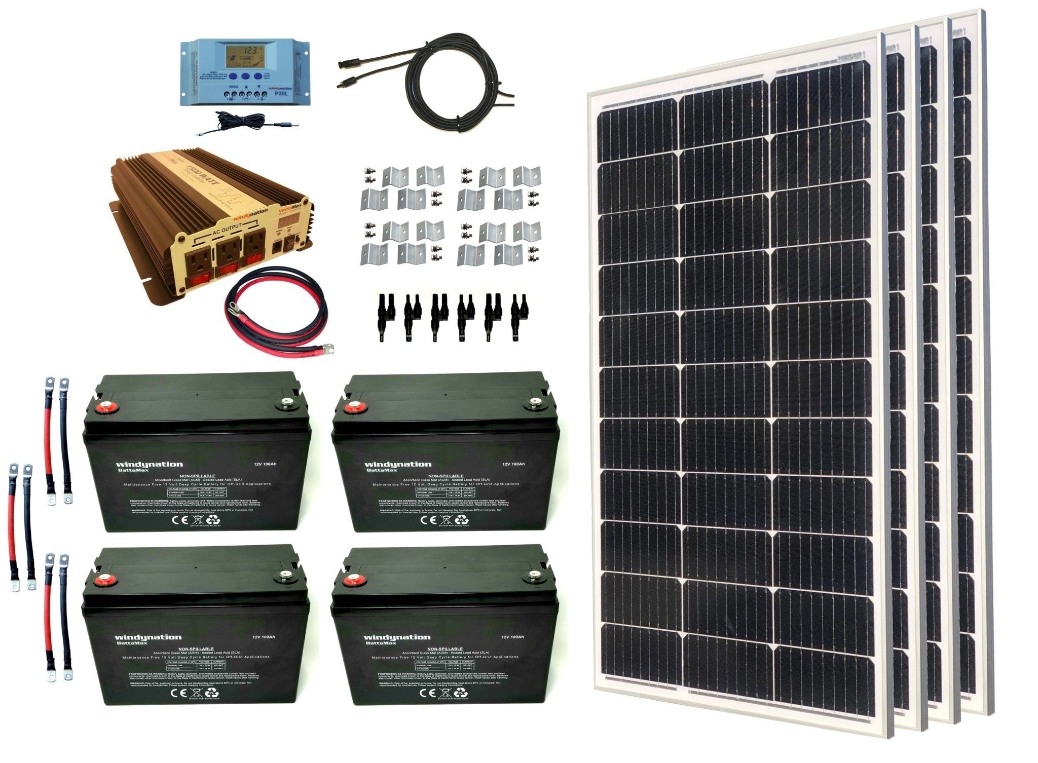400 - Watt Monocrystalline Solar Panel Kits with P30L LCD Solar Charge Controller - THE ONLY Mars Emporium