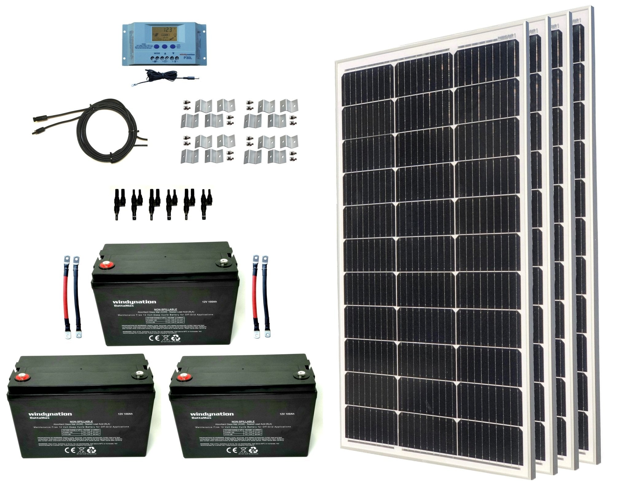 400 - Watt Monocrystalline Solar Panel Kits with P30L LCD Solar Charge Controller - THE ONLY Mars Emporium