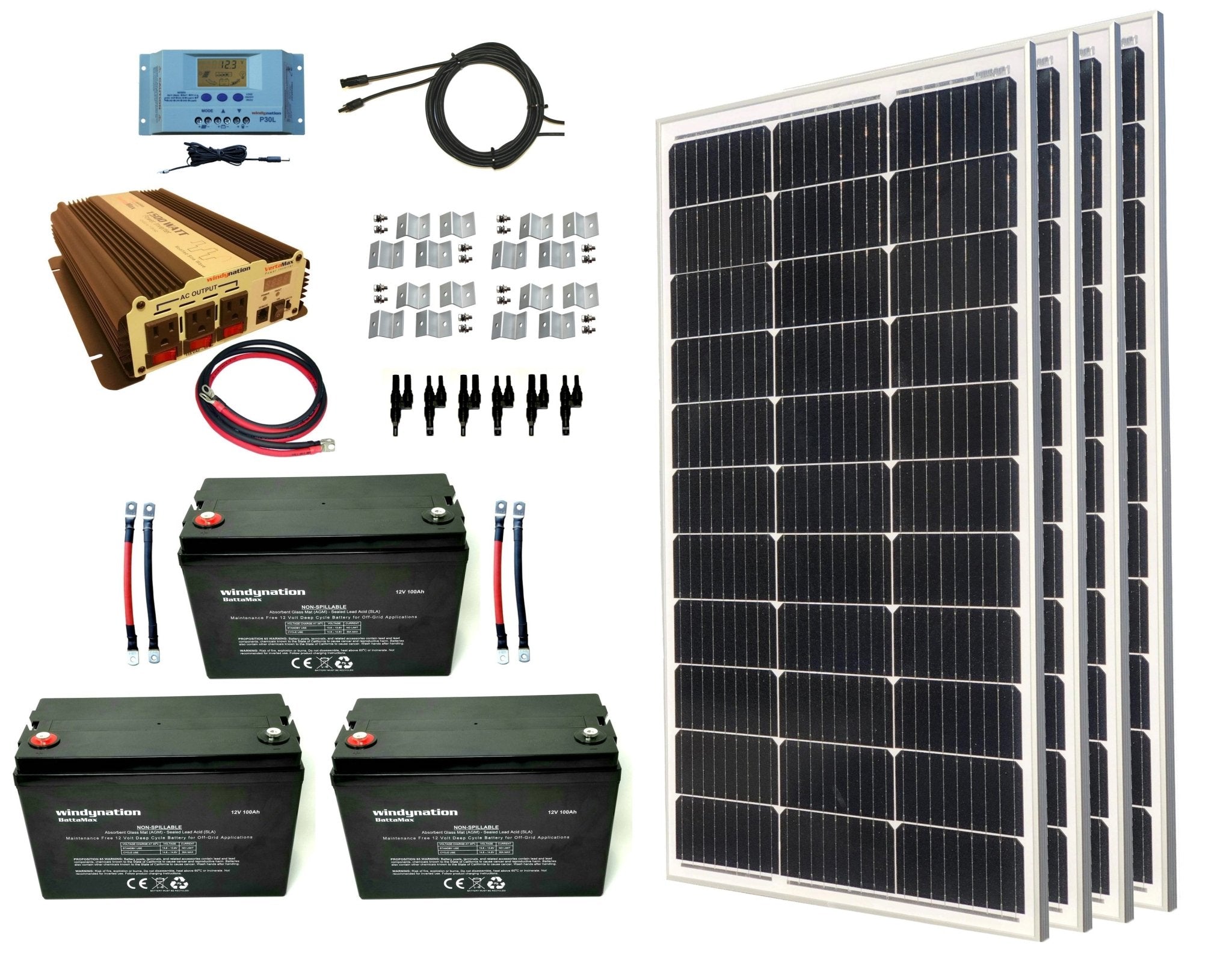 400 - Watt Monocrystalline Solar Panel Kits with P30L LCD Solar Charge Controller - THE ONLY Mars Emporium