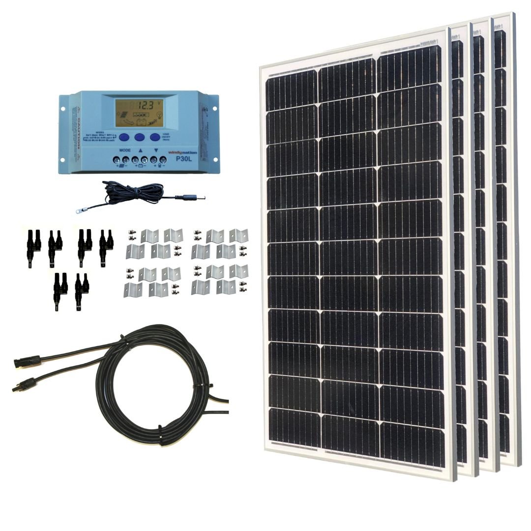 400 - Watt Monocrystalline Solar Panel Kits with P30L LCD Solar Charge Controller - THE ONLY Mars Emporium