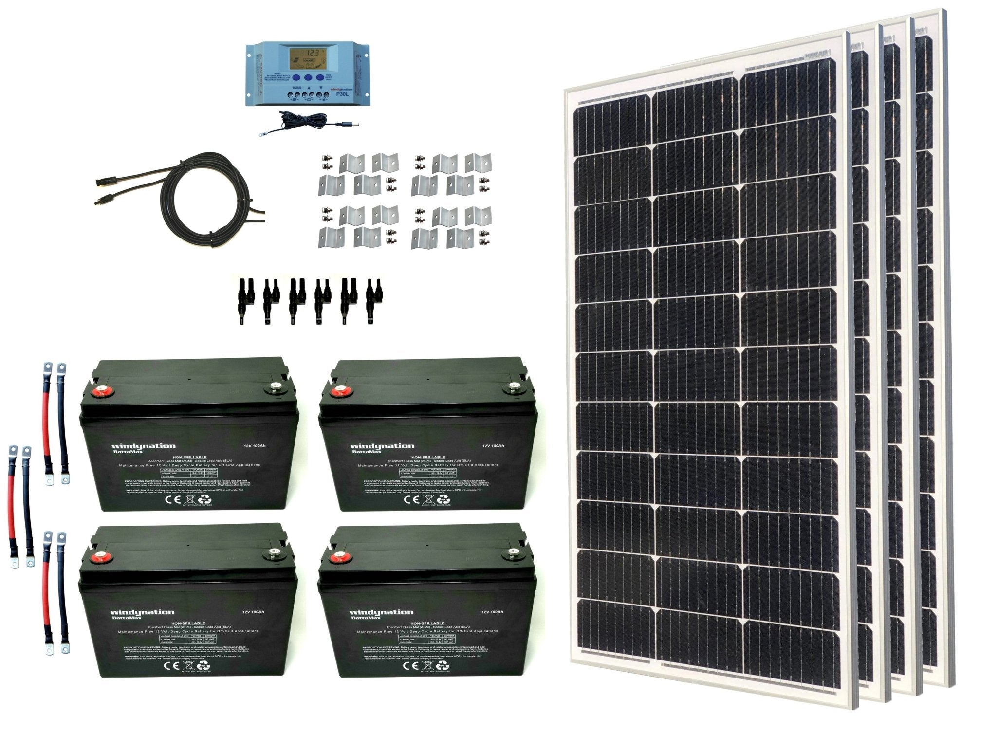 400 - Watt Monocrystalline Solar Panel Kits with P30L LCD Solar Charge Controller - THE ONLY Mars Emporium