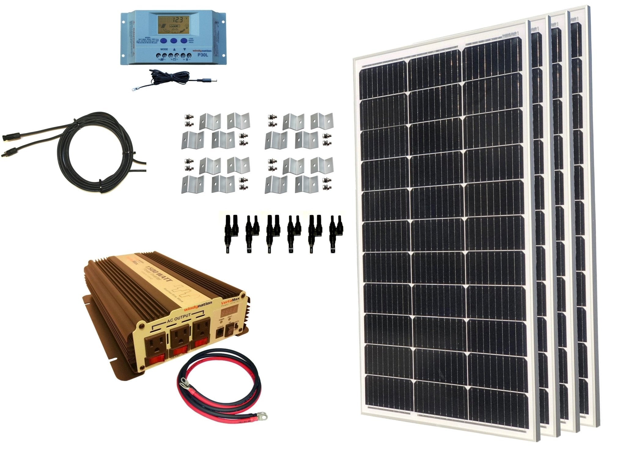 400 - Watt Monocrystalline Solar Panel Kits with P30L LCD Solar Charge Controller - THE ONLY Mars Emporium