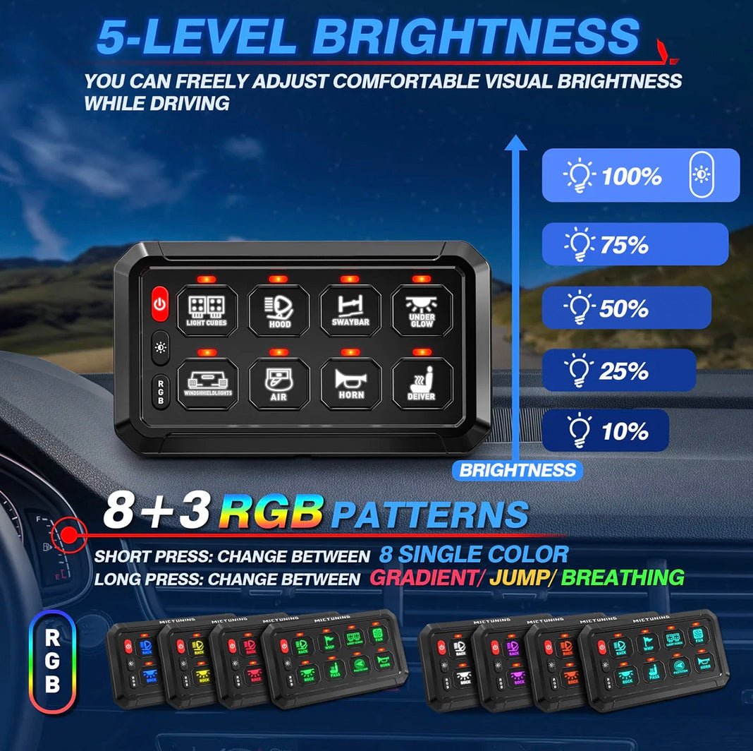 8 - Gang Switch Panel With RGB And Remote Control Bluetooth App - THE ONLY Mars Emporium
