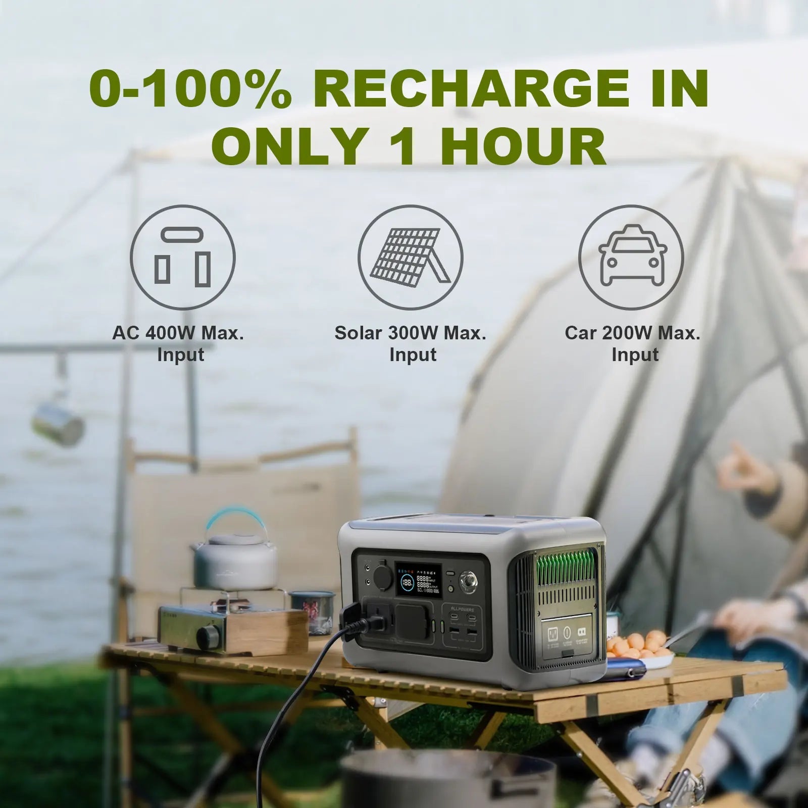 ALLPOWERS Portable Power Station R600, 299Wh LiFeP04 Battery with 2x 600W (1200W Surge) AC Outlets for Outdoor Camping RV Home - THE ONLY Mars Emporium