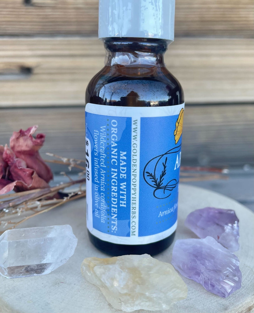 Arnica Flower Infused Olive Oil, Wildcrafted, 1oz bottle - THE ONLY Mars Emporium