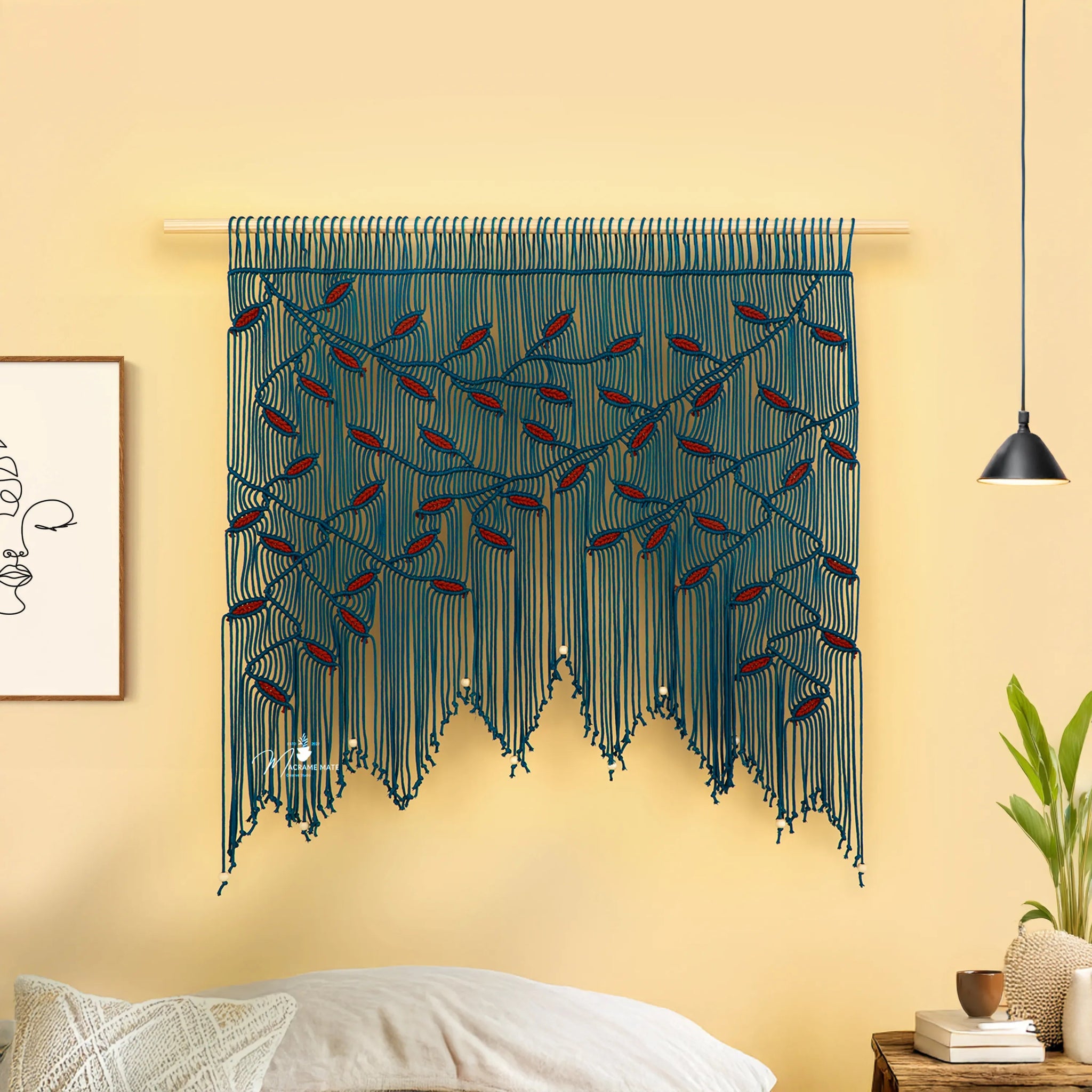 Aura Peacock Terracotta Macrame Window Curtain - THE ONLY Mars Emporium