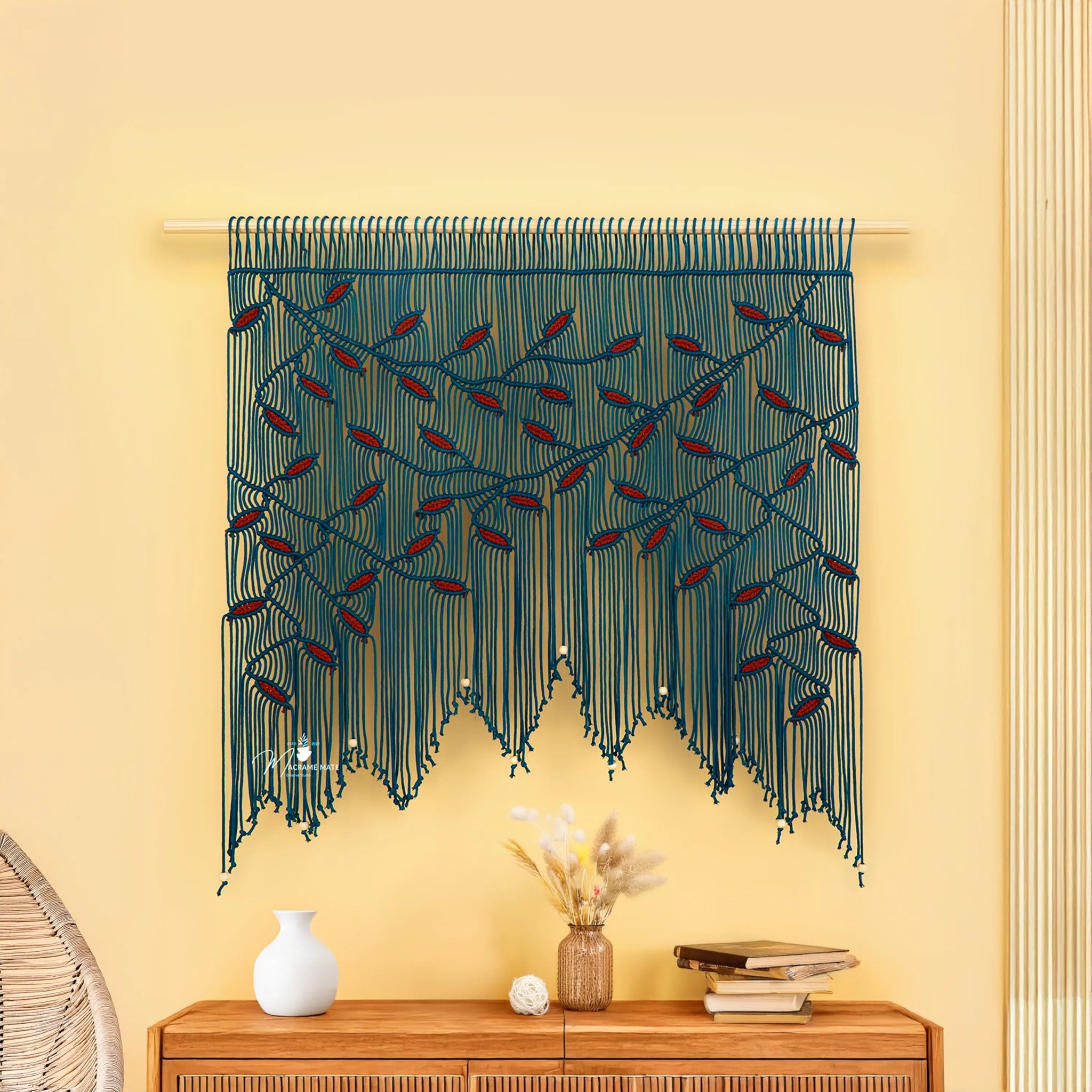 Aura Peacock Terracotta Macrame Window Curtain - THE ONLY Mars Emporium