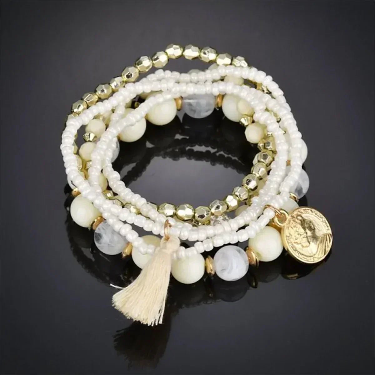 Bohemia Crystal Tassel Multicolor Beads Bracelets For Women Handmade Elastic Rope Charm Wrap Bracelet Summer Beach Party Jewelry - THE ONLY Mars Emporium