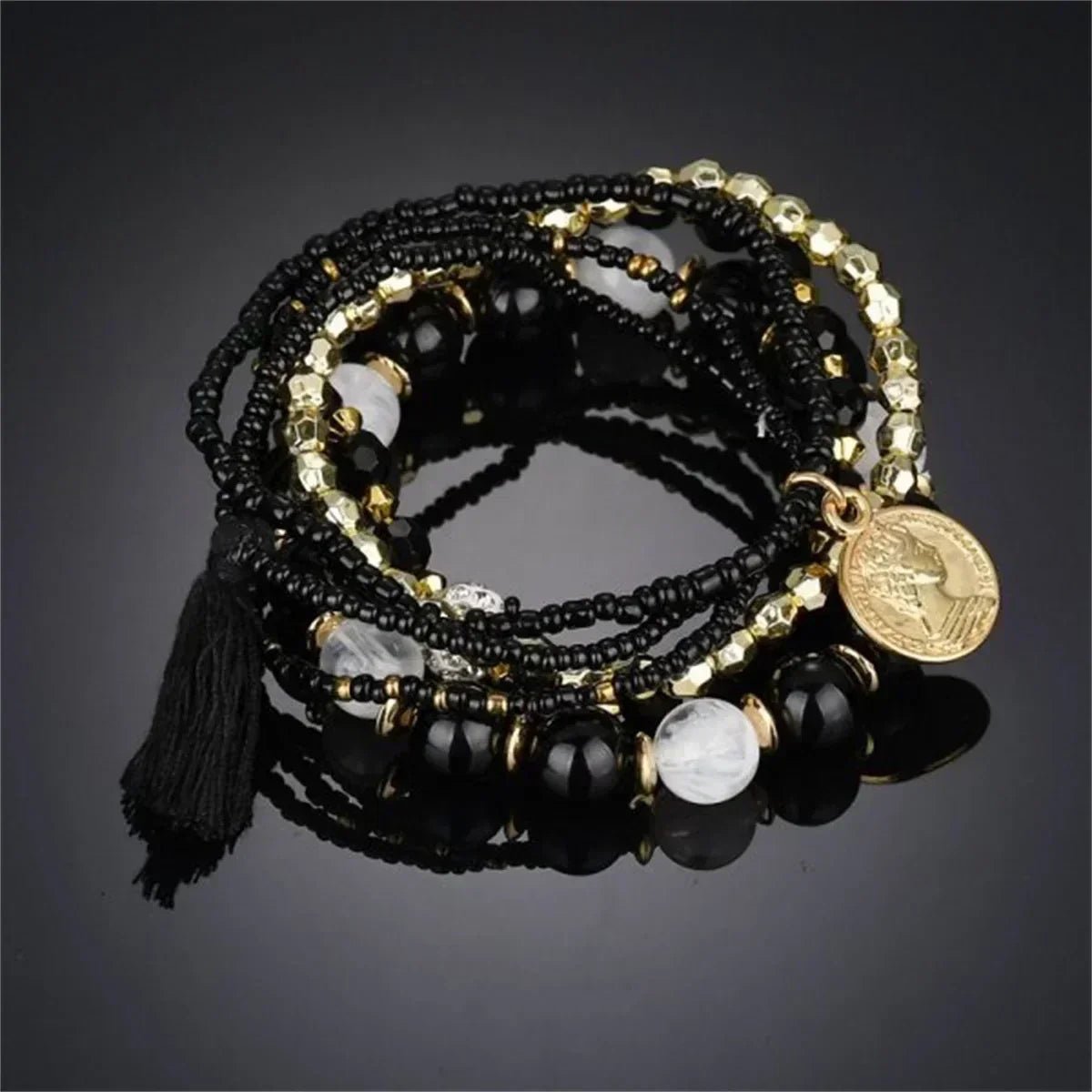 Bohemia Crystal Tassel Multicolor Beads Bracelets For Women Handmade Elastic Rope Charm Wrap Bracelet Summer Beach Party Jewelry - THE ONLY Mars Emporium