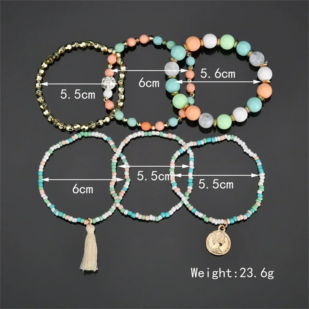 Bohemia Crystal Tassel Multicolor Beads Bracelets For Women Handmade Elastic Rope Charm Wrap Bracelet Summer Beach Party Jewelry - THE ONLY Mars Emporium