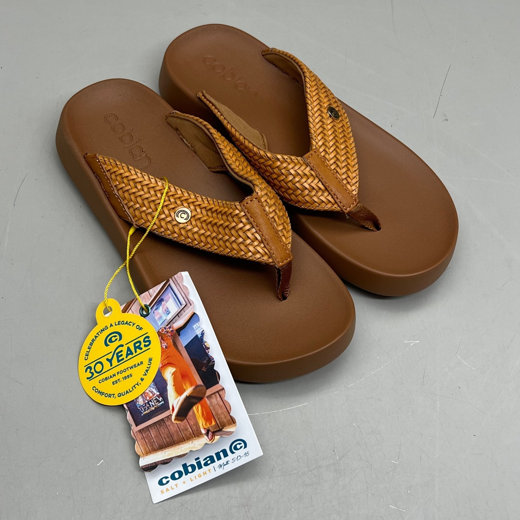 COBIAN Palmilla Braided Synthetic Leather Strap Sandals Women's Sz 9 EU 39.5 Tan PAL25 - 230 - 9 - THE ONLY Mars Emporium