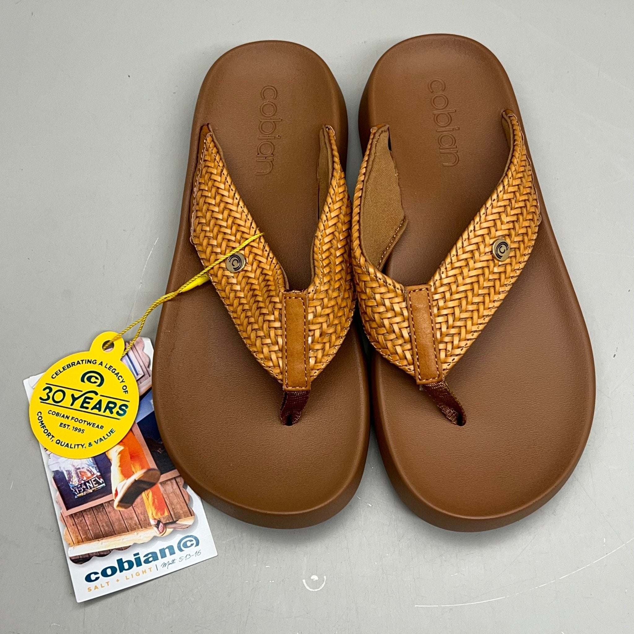 COBIAN Palmilla Braided Synthetic Leather Strap Sandals Women's Sz 9 EU 39.5 Tan PAL25 - 230 - 9 - THE ONLY Mars Emporium