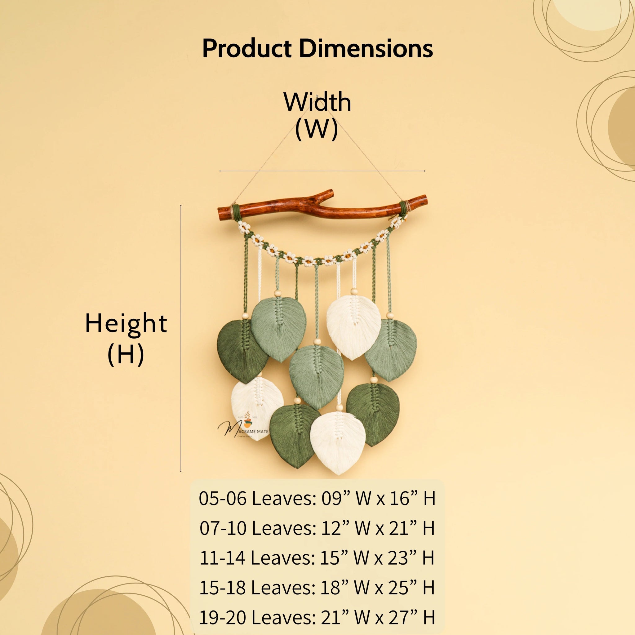 Coda Green Macrame Leaves with Flower Tassel - THE ONLY Mars Emporium