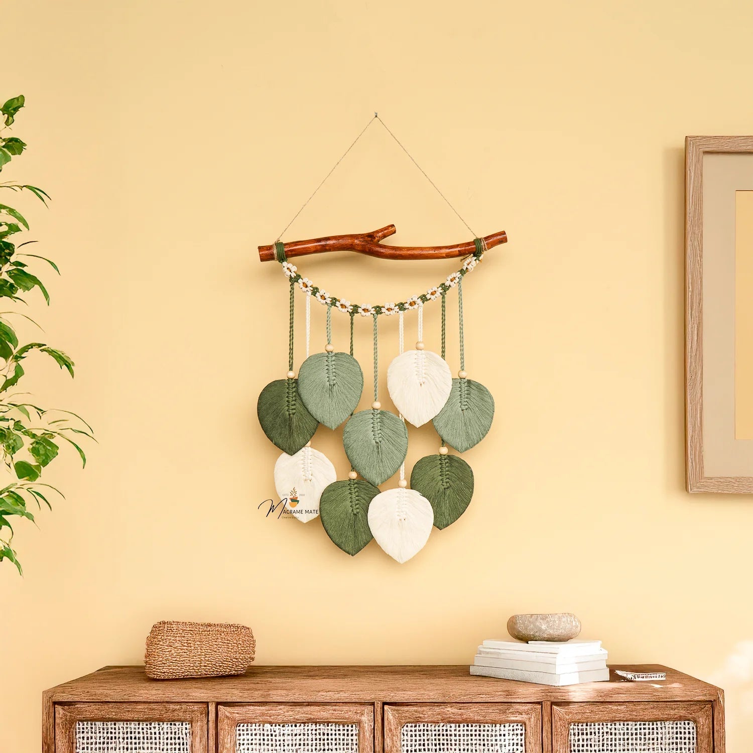 Coda Green Macrame Leaves with Flower Tassel - THE ONLY Mars Emporium