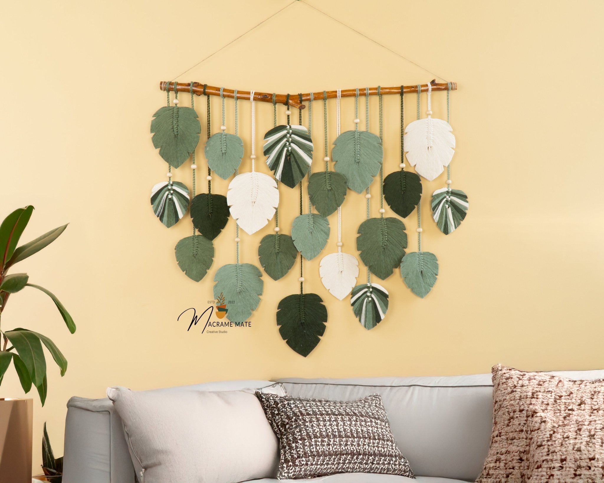 Elodie Monstera Mixed Macrame Leaves Wall Hanging - THE ONLY Mars Emporium