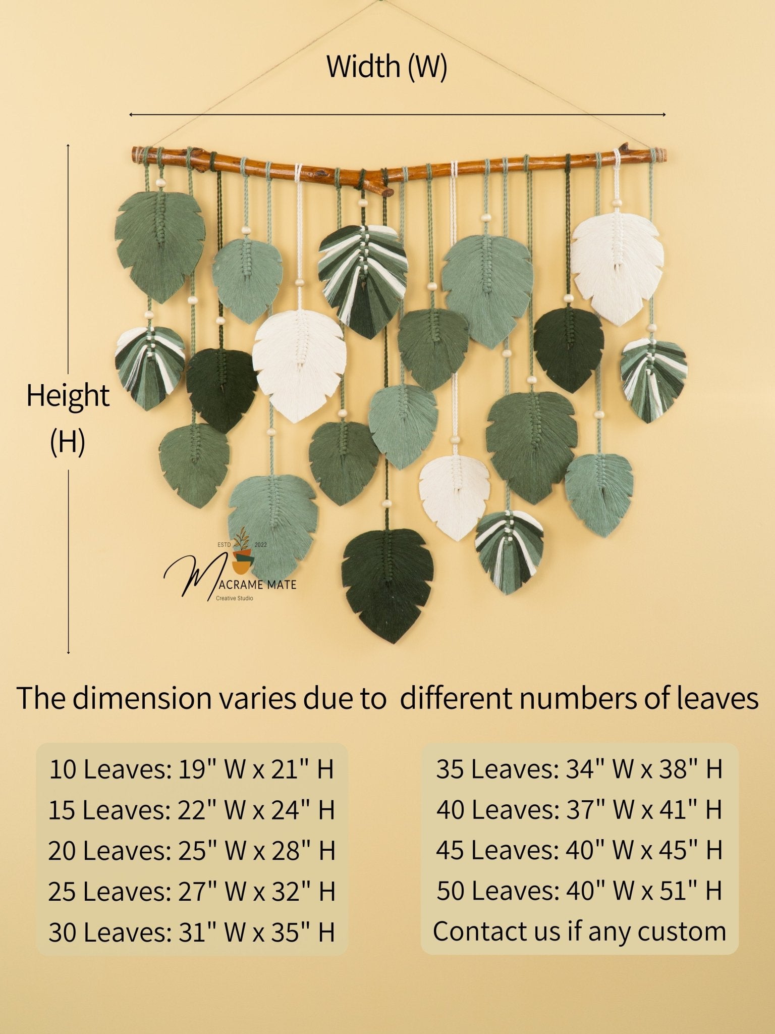 Elodie Monstera Mixed Macrame Leaves Wall Hanging - THE ONLY Mars Emporium