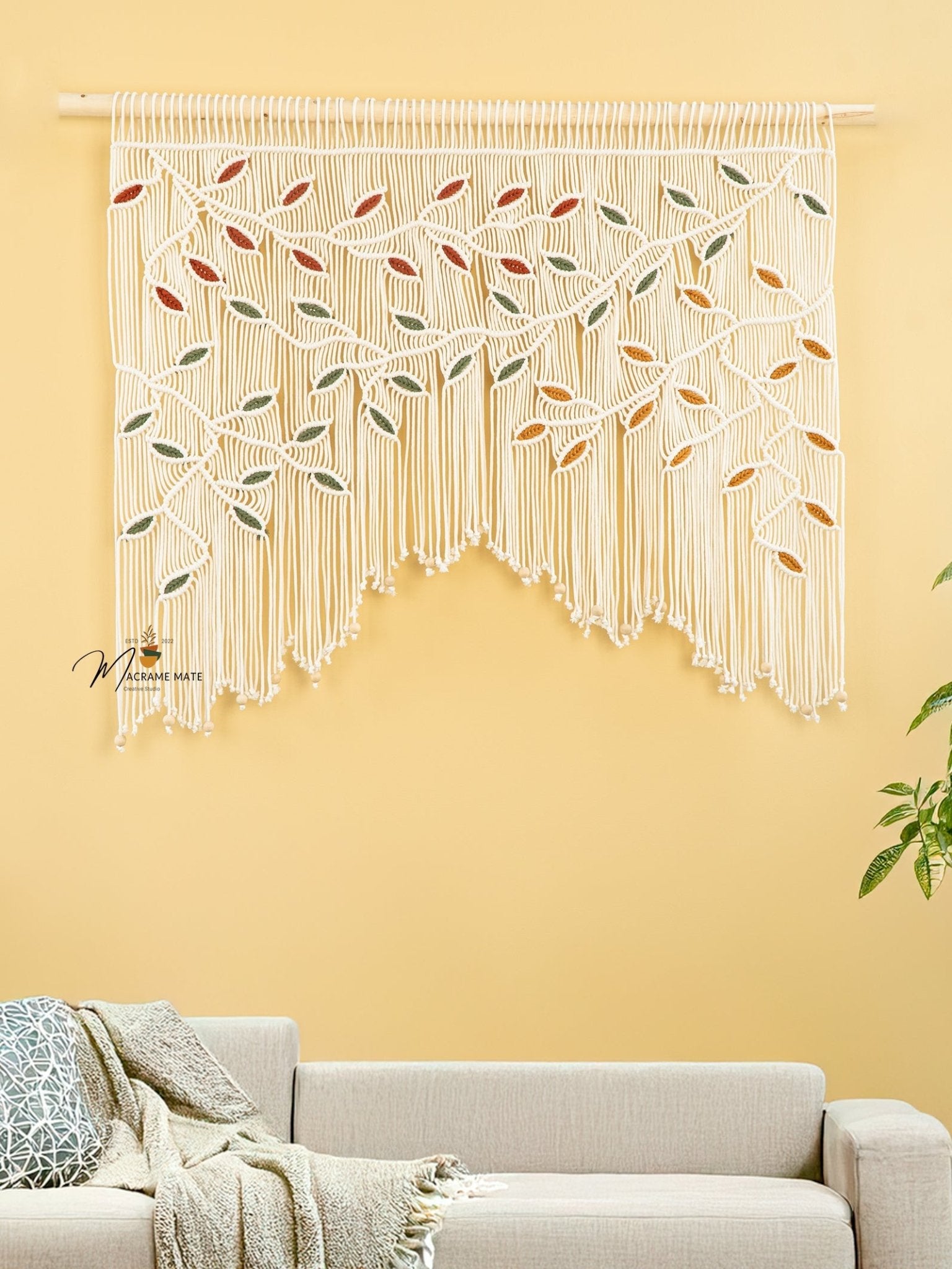 Ethereal Macrame Leaf Curtain Wall Hanging - THE ONLY Mars Emporium