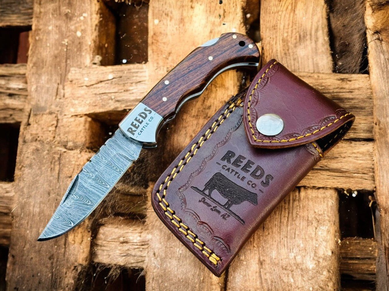 Everyday Carry Pocket Knife – 3" Damascus Folding Blade, Rosewood Handle - THE ONLY Mars Emporium