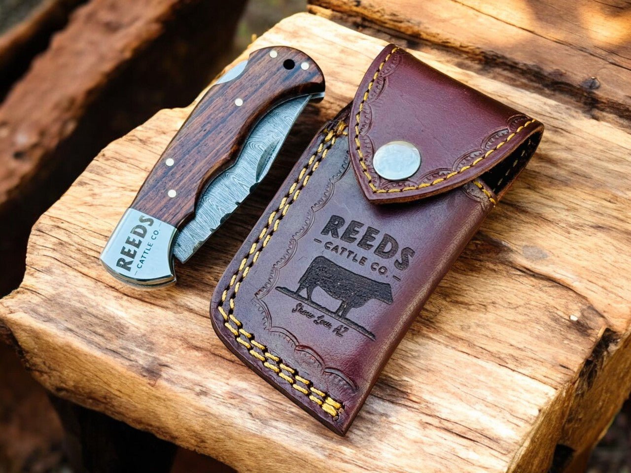 Everyday Carry Pocket Knife – 3" Damascus Folding Blade, Rosewood Handle - THE ONLY Mars Emporium