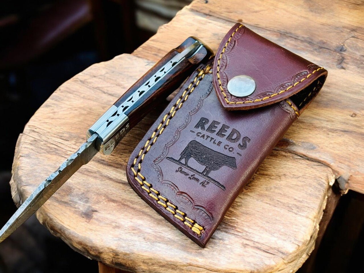 Everyday Carry Pocket Knife – 3" Damascus Folding Blade, Rosewood Handle - THE ONLY Mars Emporium