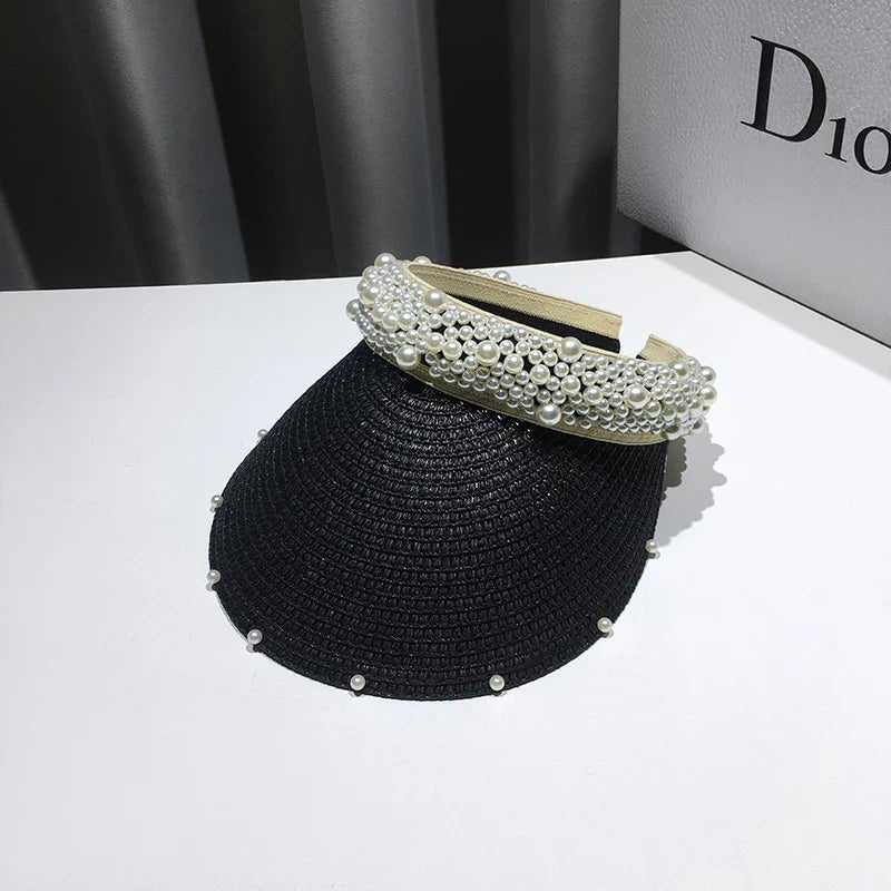 Fashionable Handmade Pearl Lady sun visor beach hat - THE ONLY Mars Emporium