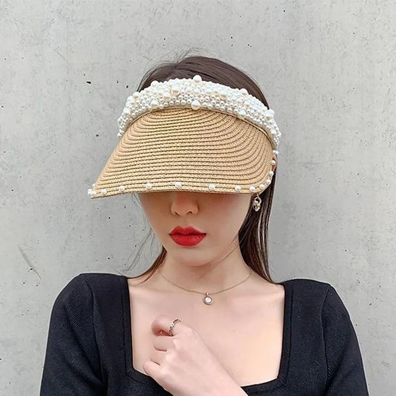 Fashionable Handmade Pearl Lady sun visor beach hat - THE ONLY Mars Emporium