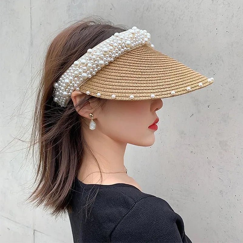 Fashionable Handmade Pearl Lady sun visor beach hat - THE ONLY Mars Emporium