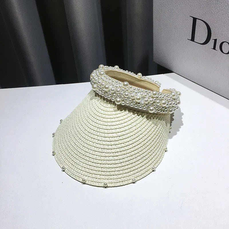 Fashionable Handmade Pearl Lady sun visor beach hat - THE ONLY Mars Emporium