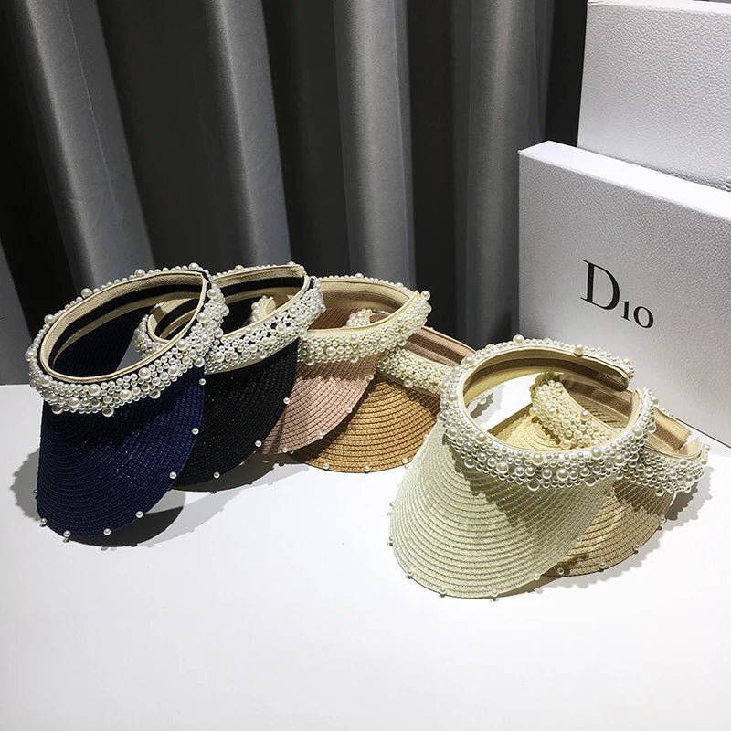 Fashionable Handmade Pearl Lady sun visor beach hat - THE ONLY Mars Emporium