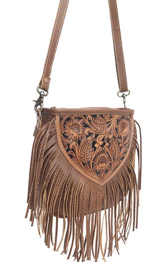 Hand tooled Fringe Bag - THE ONLY Mars Emporium
