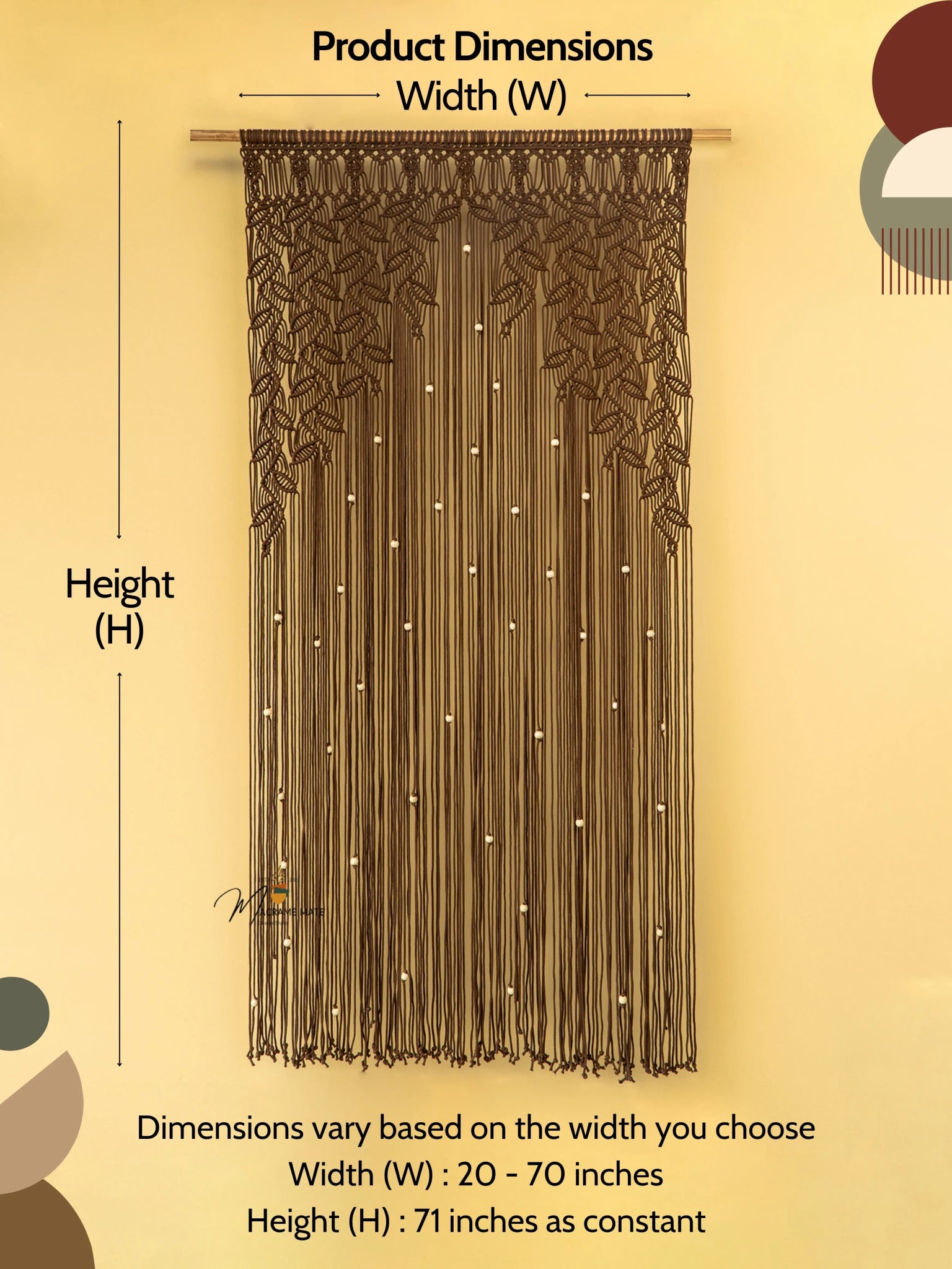 Indigo Brown Macrame Leaf Door Curtain - THE ONLY Mars Emporium