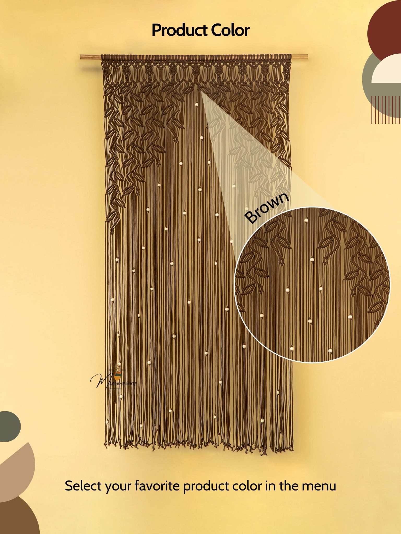 Indigo Brown Macrame Leaf Door Curtain - THE ONLY Mars Emporium