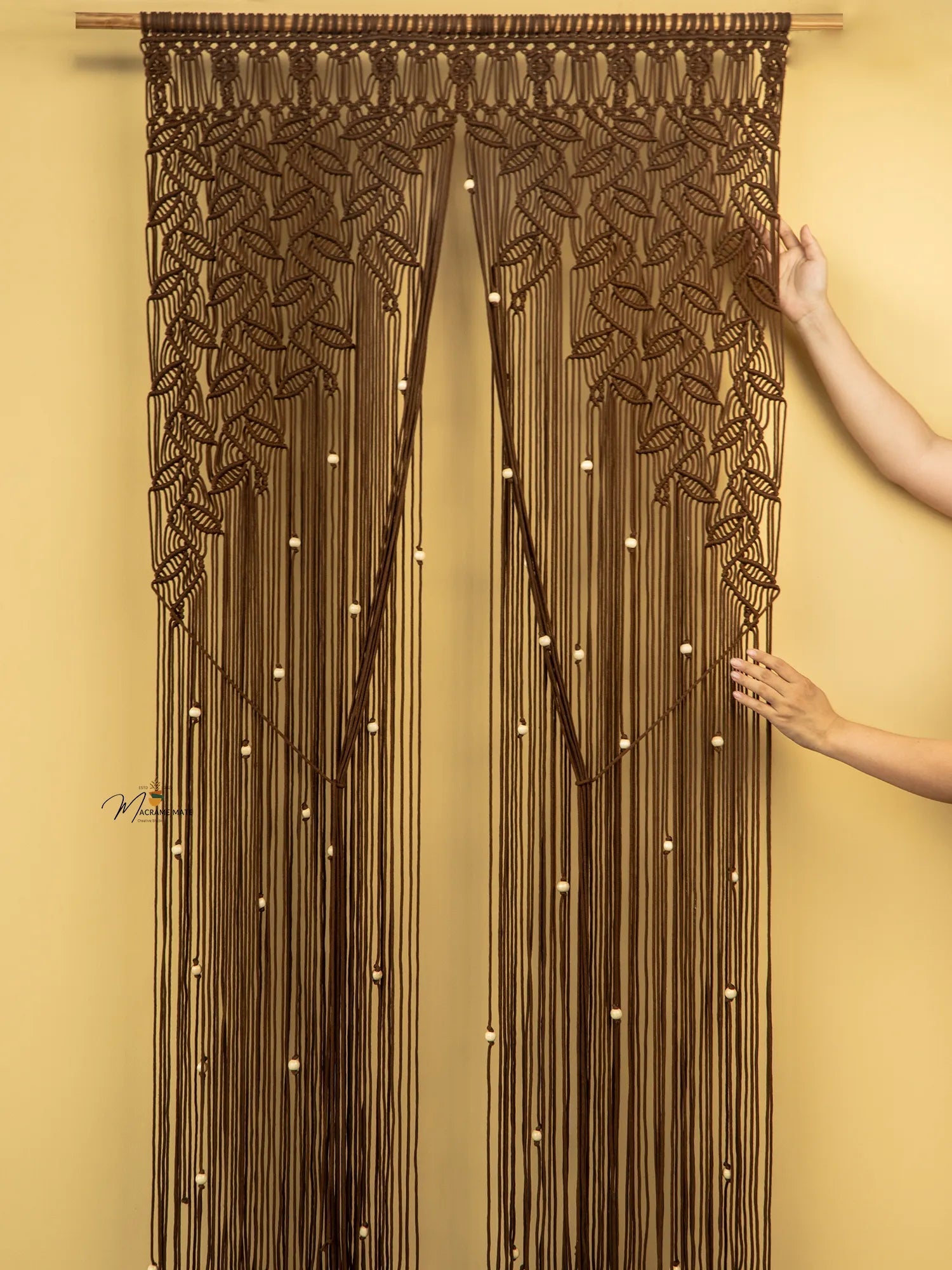 Indigo Brown Macrame Leaf Door Curtain - THE ONLY Mars Emporium