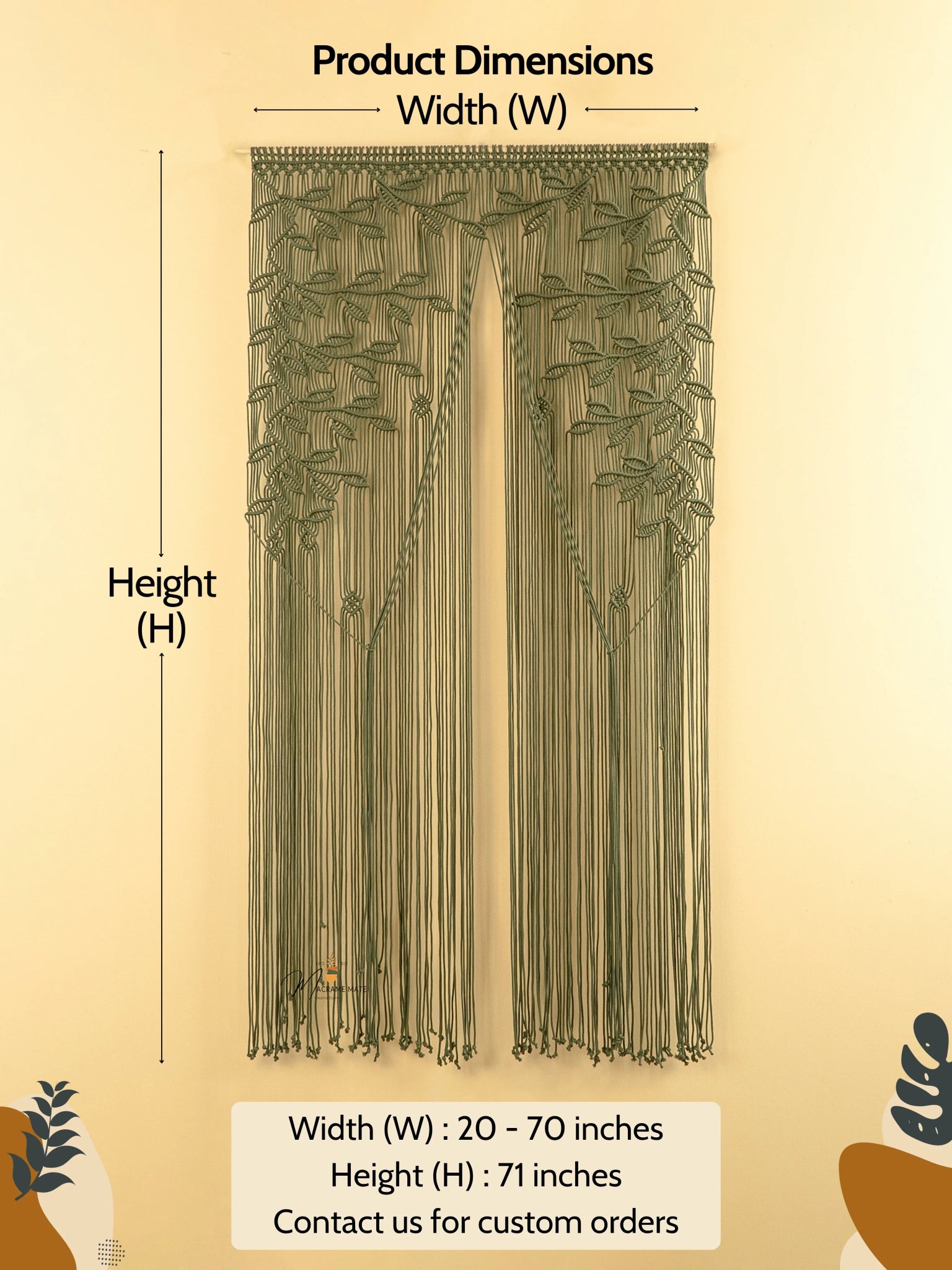 Juno Olive Green Macrame Leaf Door Curtain - THE ONLY Mars Emporium