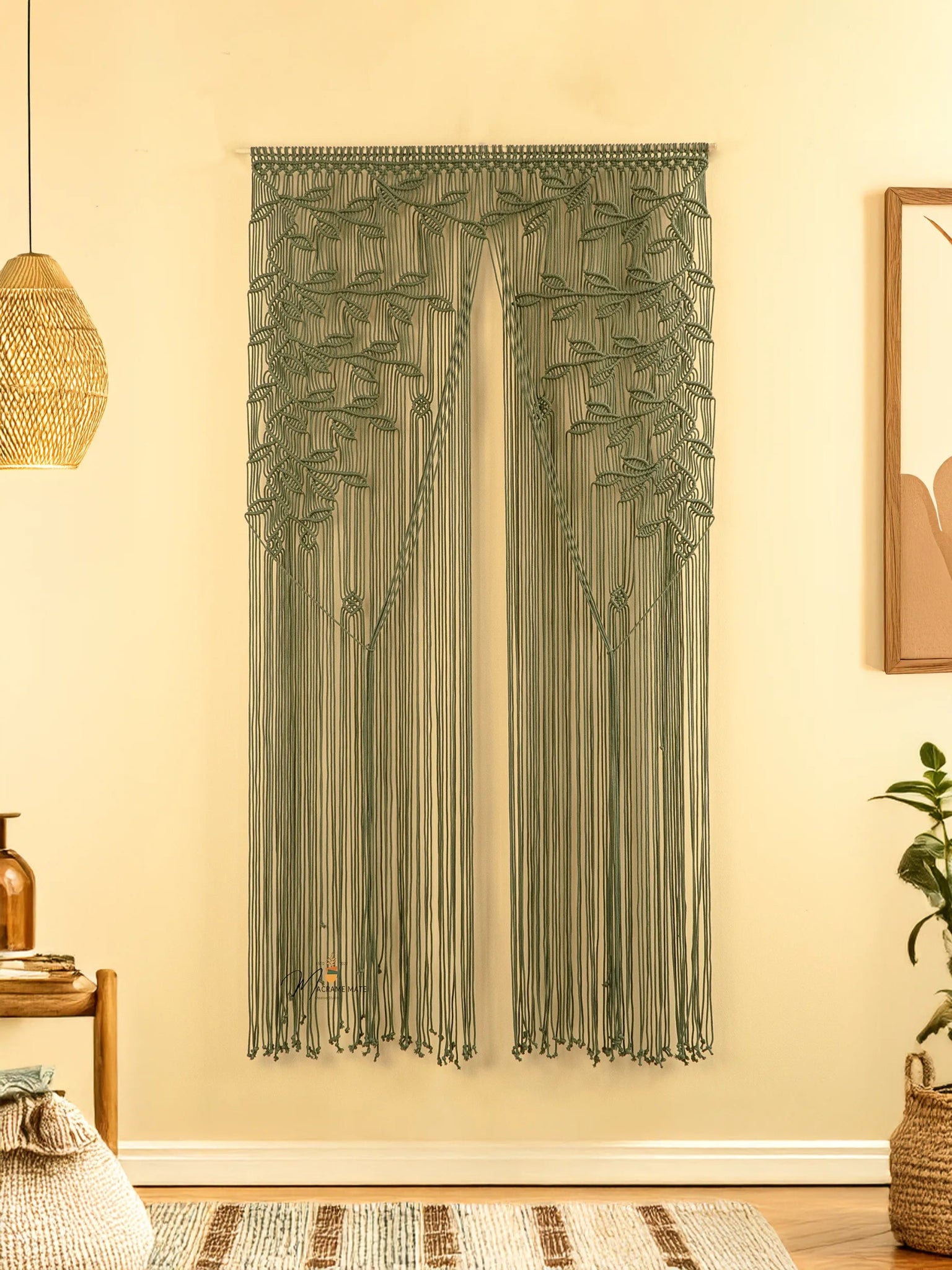 Juno Olive Green Macrame Leaf Door Curtain - THE ONLY Mars Emporium