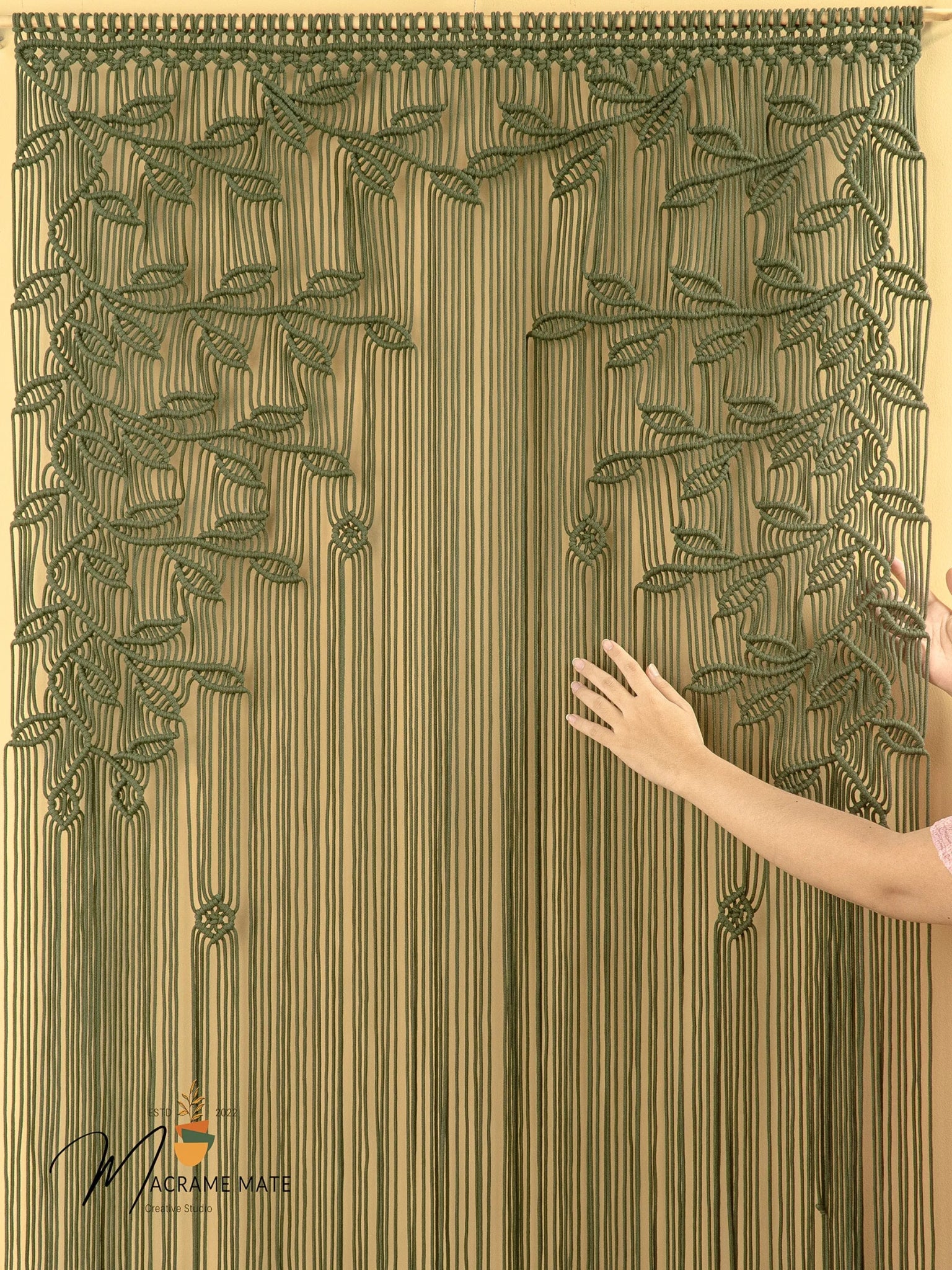 Juno Olive Green Macrame Leaf Door Curtain - THE ONLY Mars Emporium