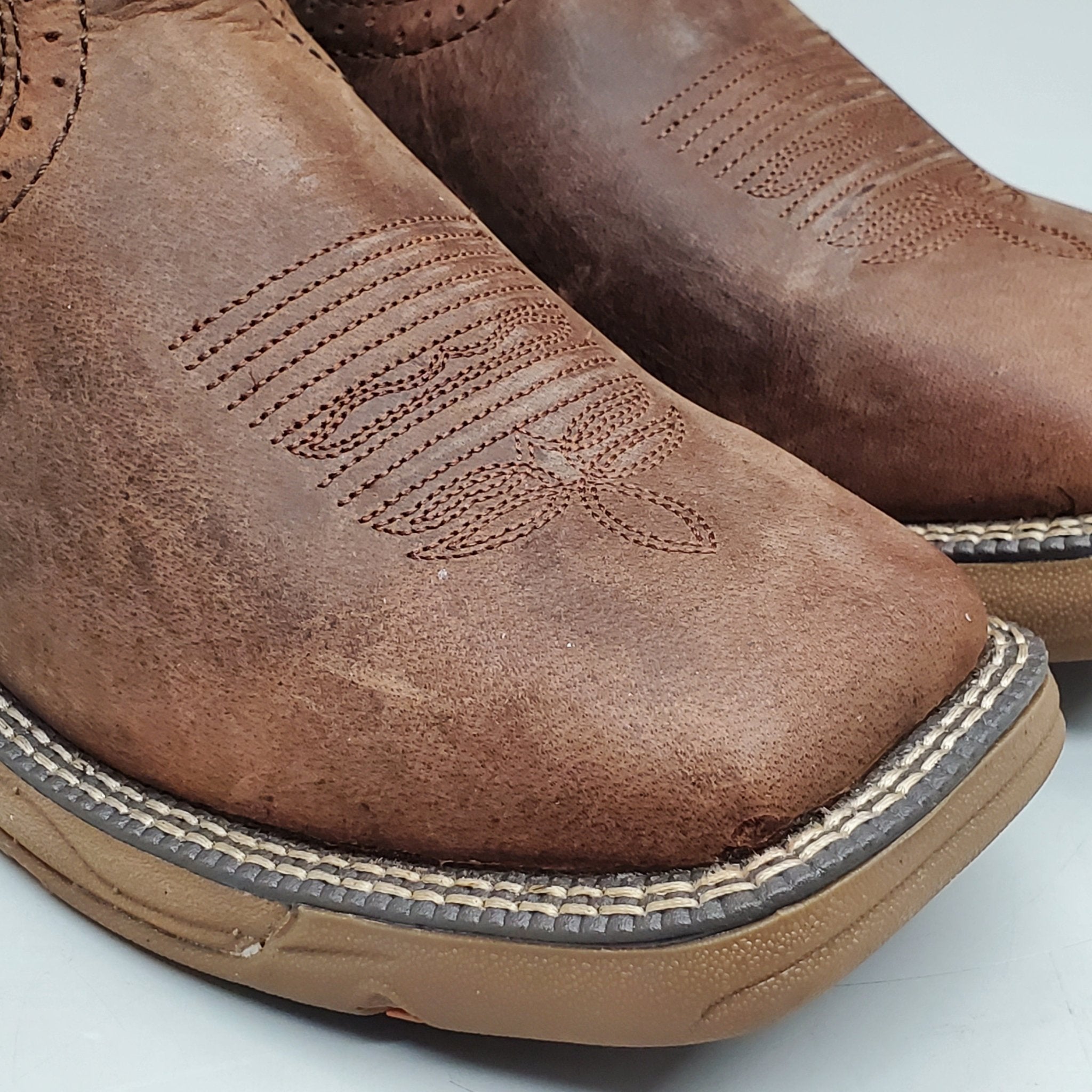 Justin Rush Hickory Brown Water Buffalo Boot StyleSE7400 Size Mens 8 EE - THE ONLY Mars Emporium