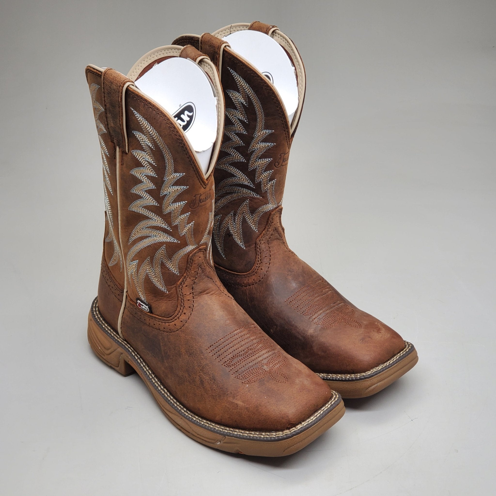 Justin Rush Hickory Brown Water Buffalo Boot StyleSE7400 Size Mens 8 EE - THE ONLY Mars Emporium