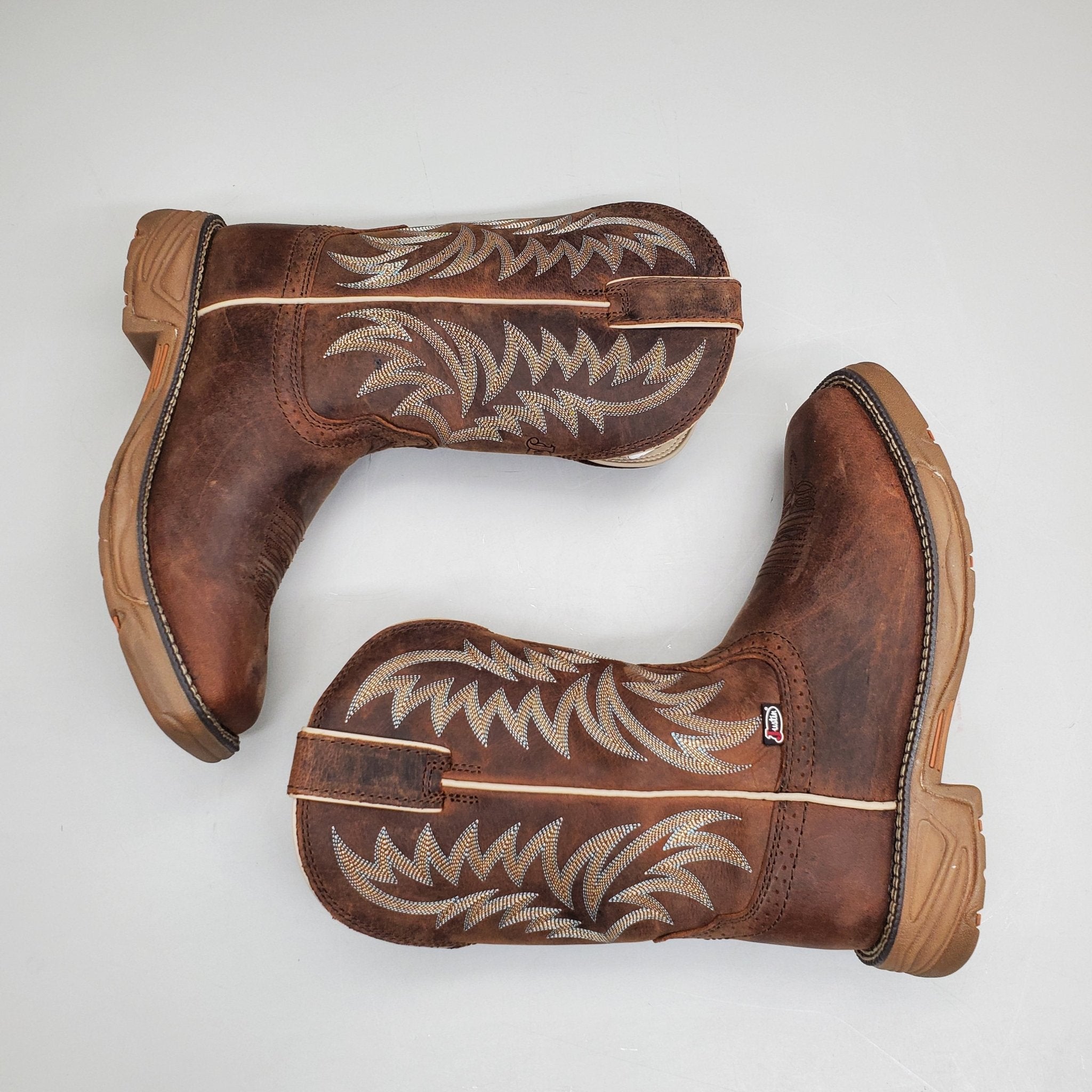 Justin Rush Hickory Brown Water Buffalo Boot StyleSE7400 Size Mens 8 EE - THE ONLY Mars Emporium